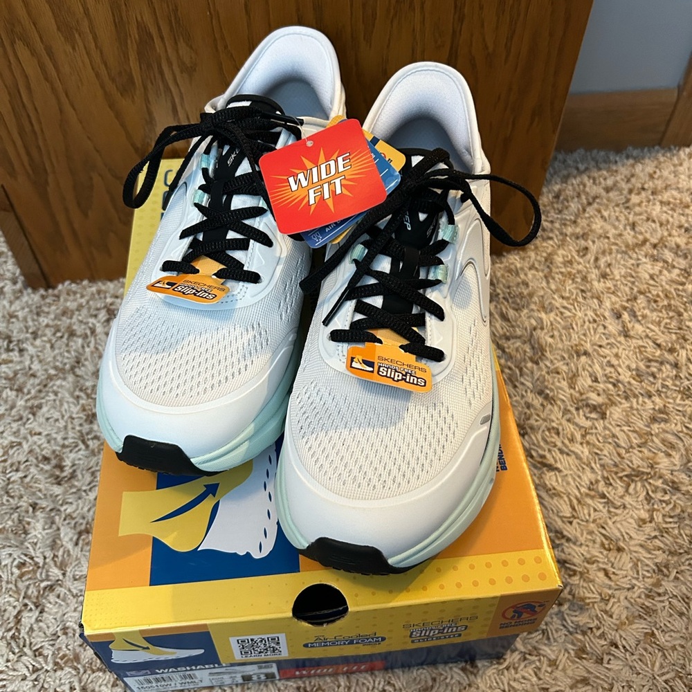 Skechers White and Black Slip-Ins Sneakers